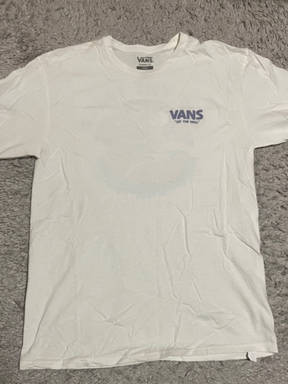 Vans White Short-Sleeve Tee with Small Purple Logo